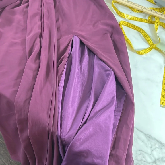 Hebeos Ruched V Neck Pleated Sleeveless Purple Maxi Dress Womens‎ 1X Long Gown - Picture 9 of 14
